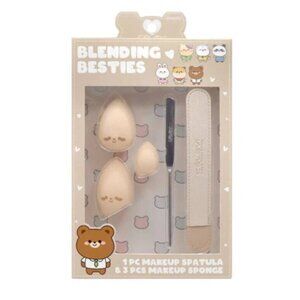 Celavi Blending Besties Makeup Sponge Blender & Spatula Cute Round Tool Set NEW